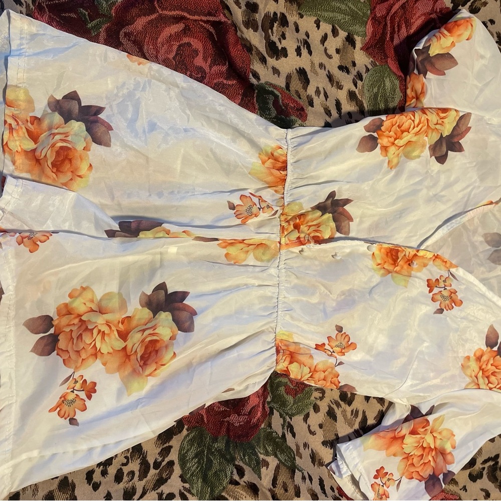 Floral Dress with Orange and Brown Accents